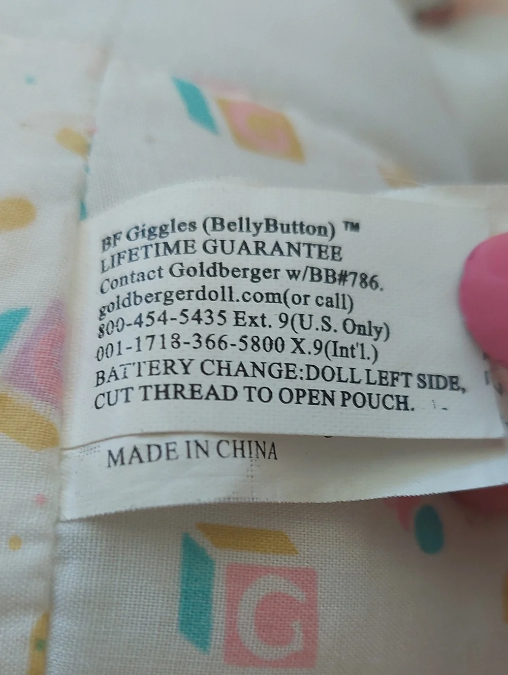BABY'S FIRST GIGGLES Belly Button Doll By Goldberger NWOT